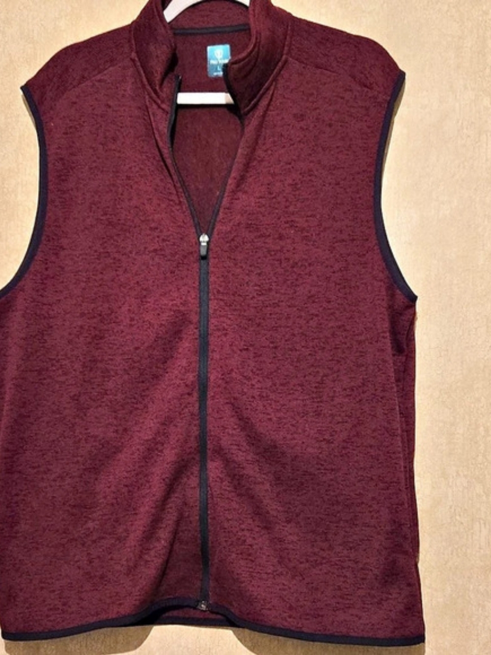 Pro Tour Men's Full Zip Fleece Vest Size Large Burgundy